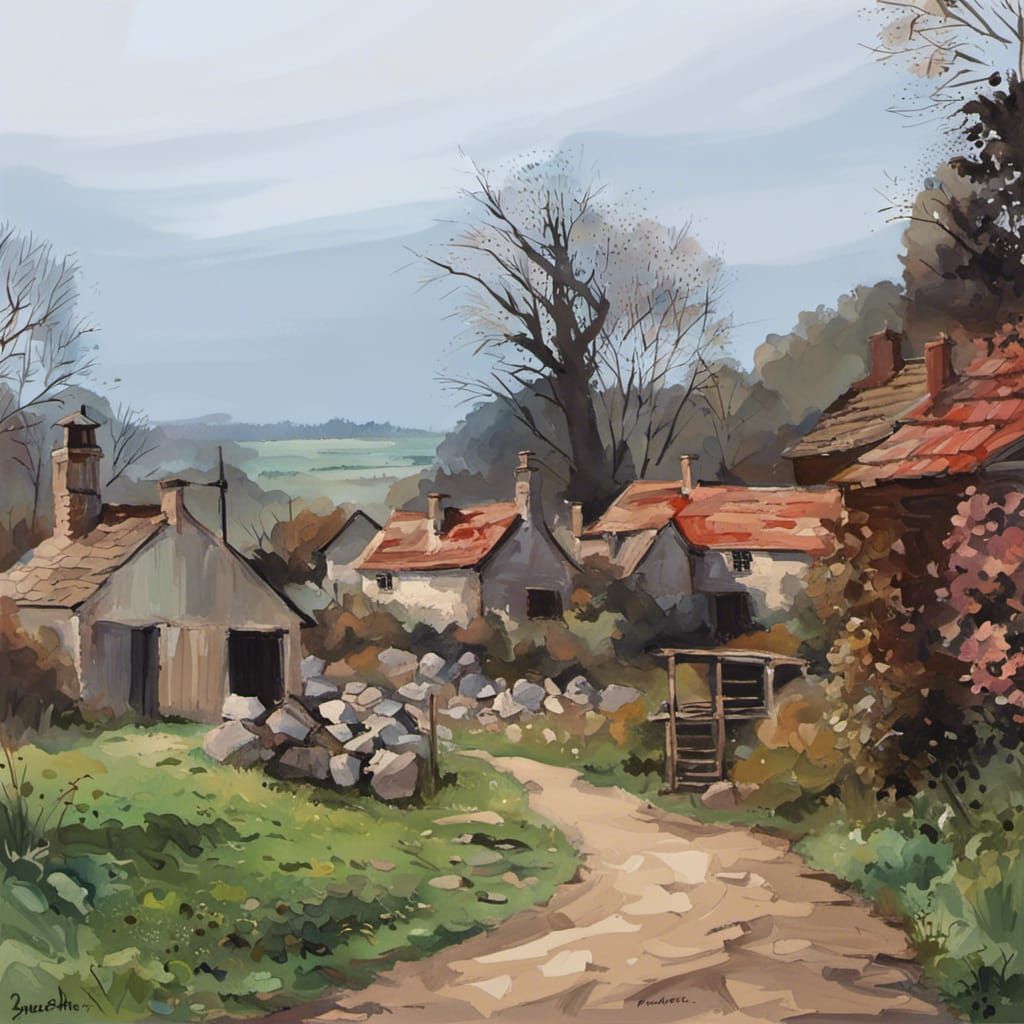 Gouache Style Simple Scene