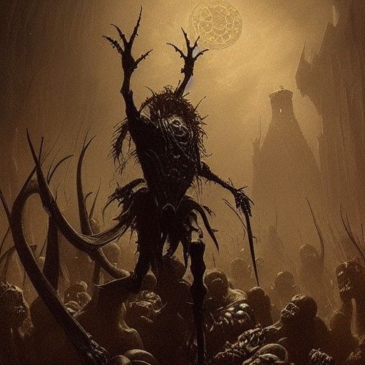 Horrific Skeleton with Circular Mouth in Dark Fantasy Style