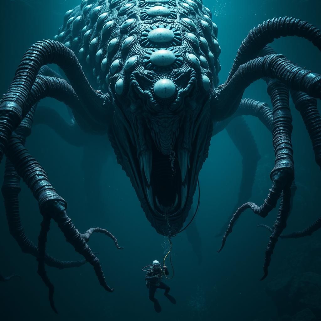 Colossal Reptilian Horror in Mariana Trench