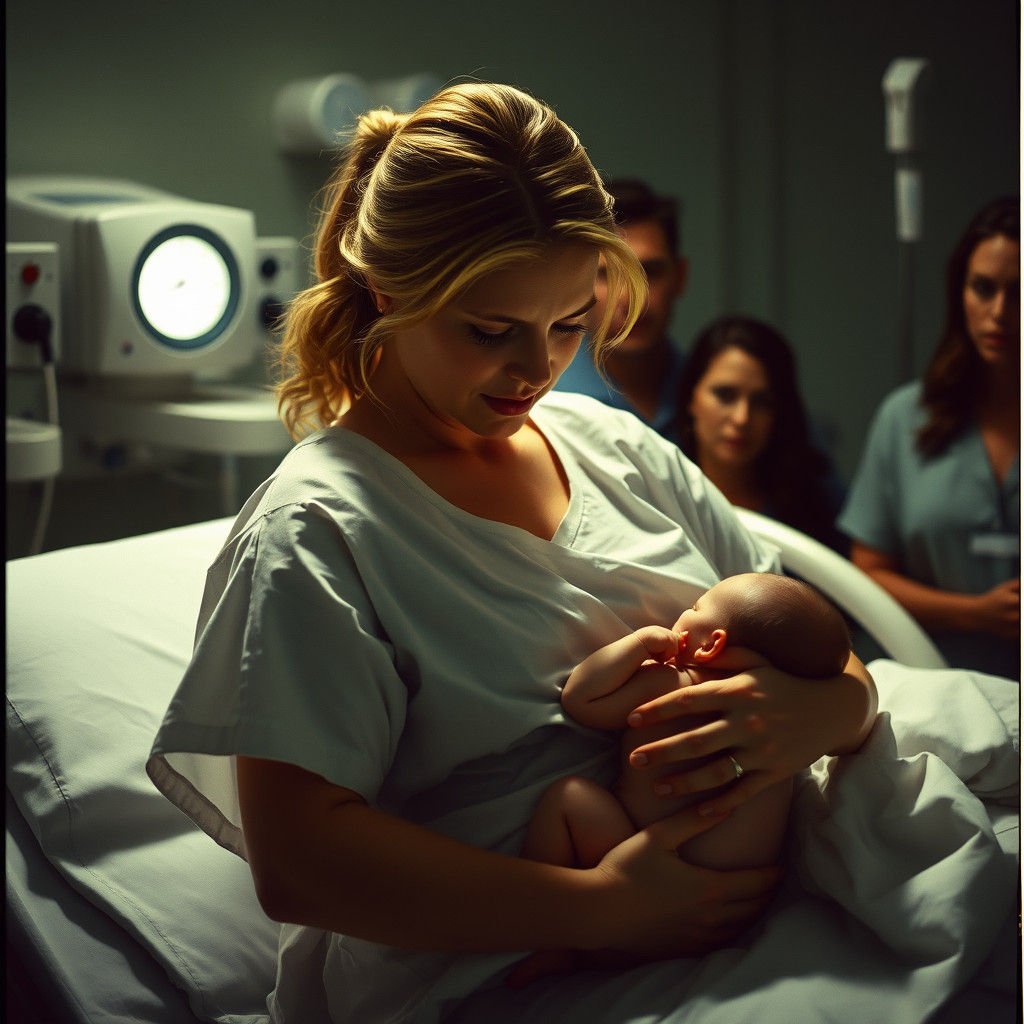 Dramatic Childbirth Scene in Gritty Realism Style