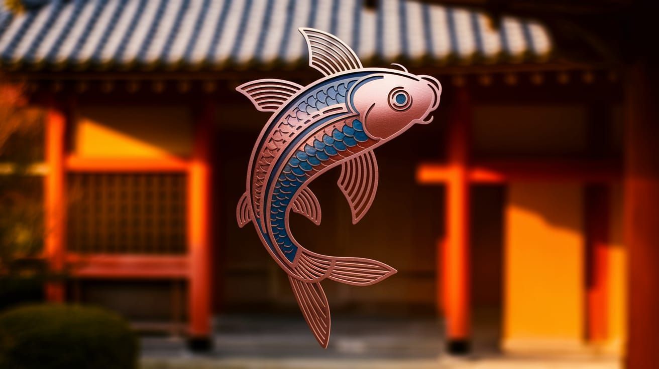 Surreal Koi Fish Logo Blends Futuristic Elegance with Tradit...