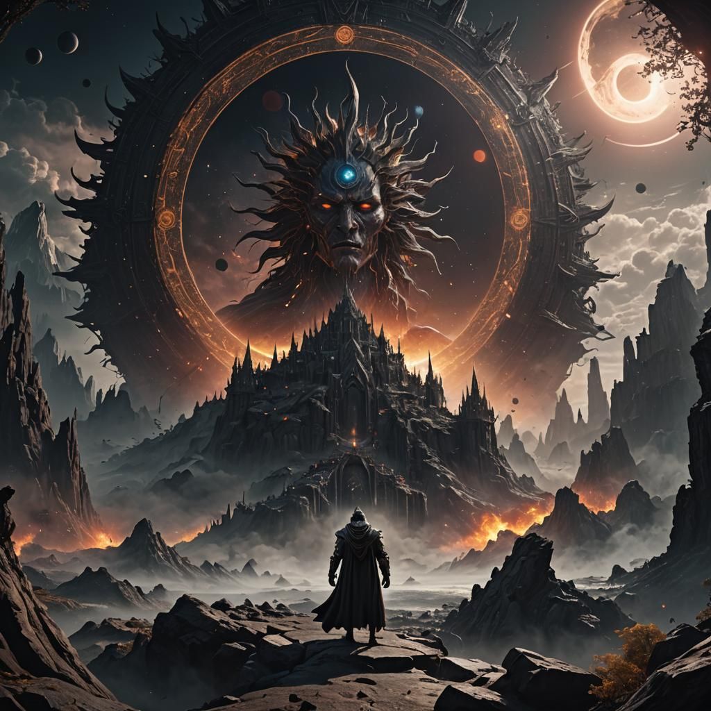 King Under Mystical Black Sun: Fantasy Concept Art