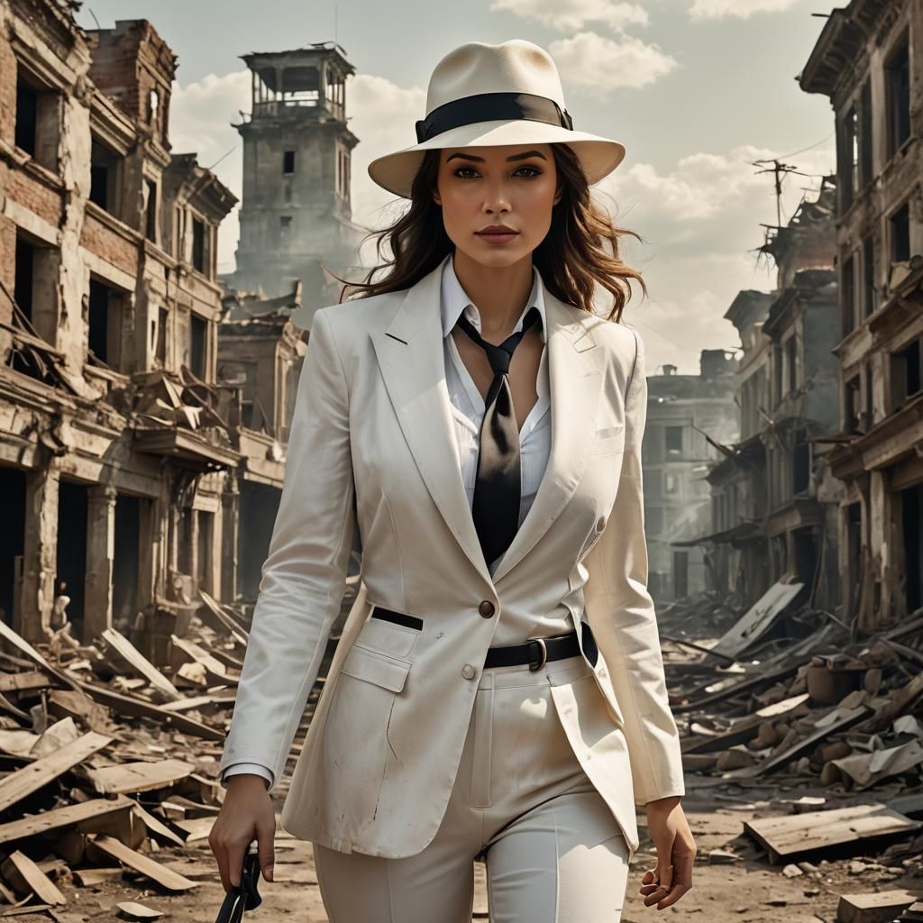 Woman in White Suit: Post-Apocalyptic Airbrush Art