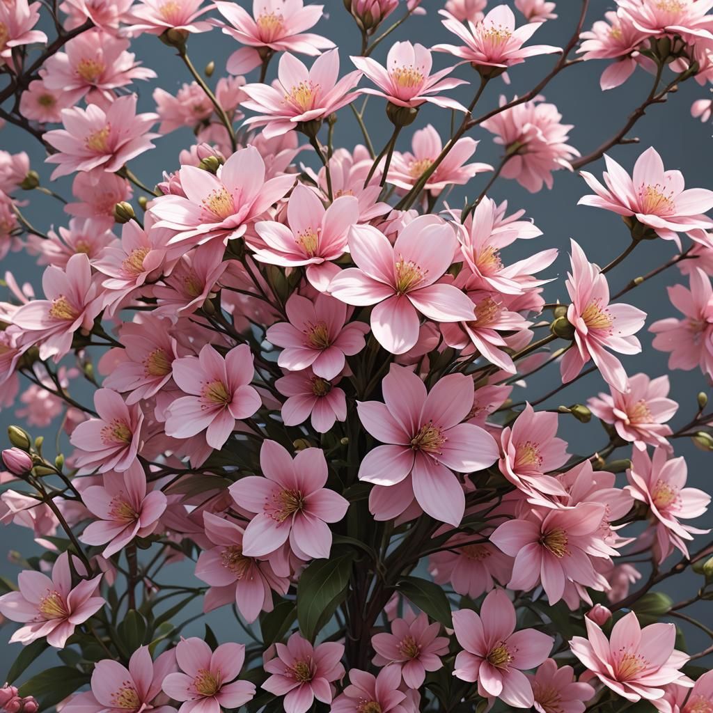 Pink Flower in 3D Anime Art Style