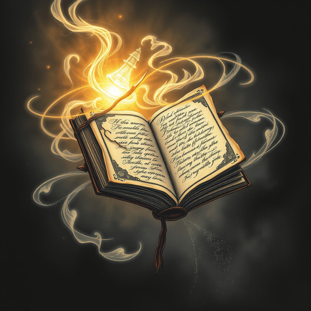 Mystical Spell Tome Emanating Magical Energy