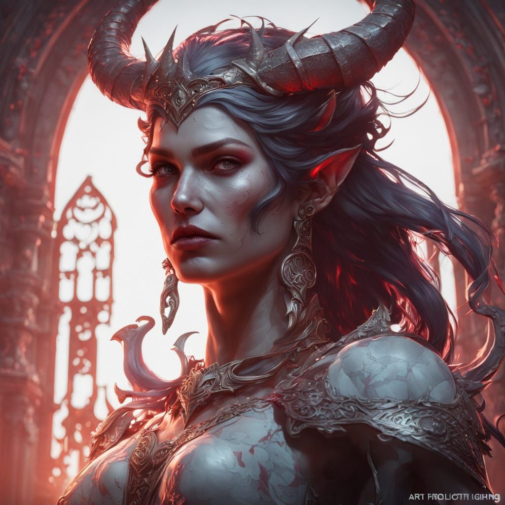 Ethereal Demon Goddess in Triadic Colors