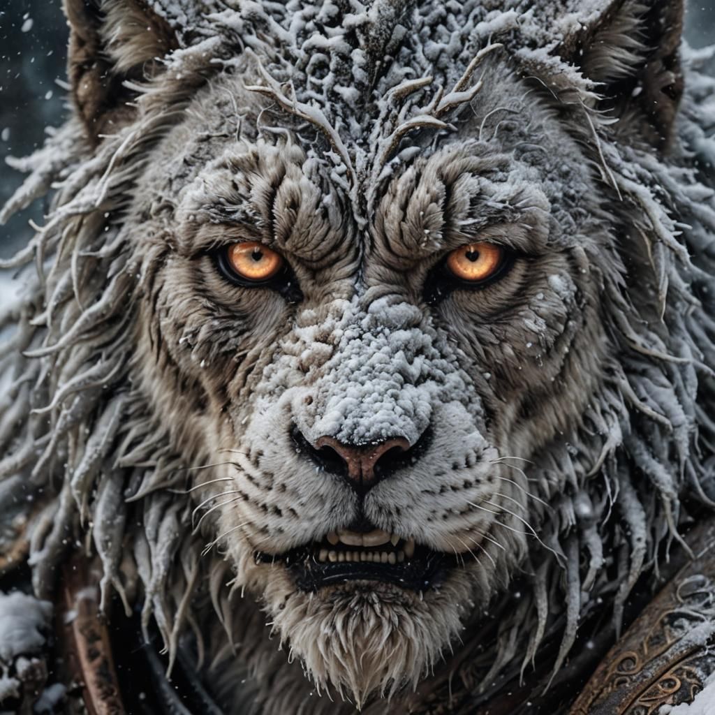 Warrior's Glowing Eyes in the Dark, Hyperrealistic