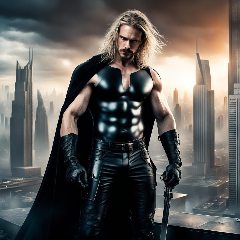 Epic Post-Apocalyptic Warrior with Laser Sword