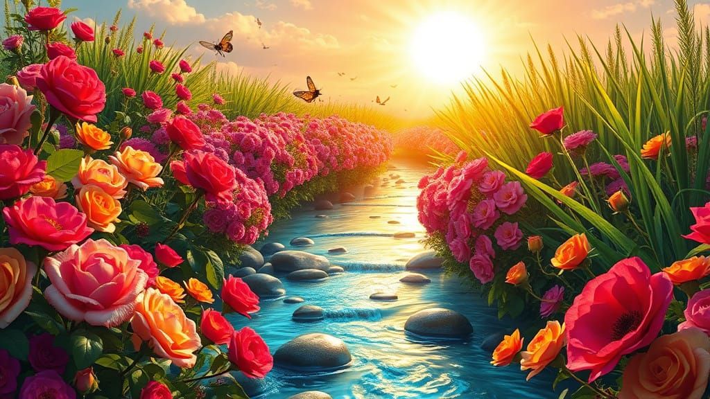 Ethereal Paradise in Hyperrealistic Bloom