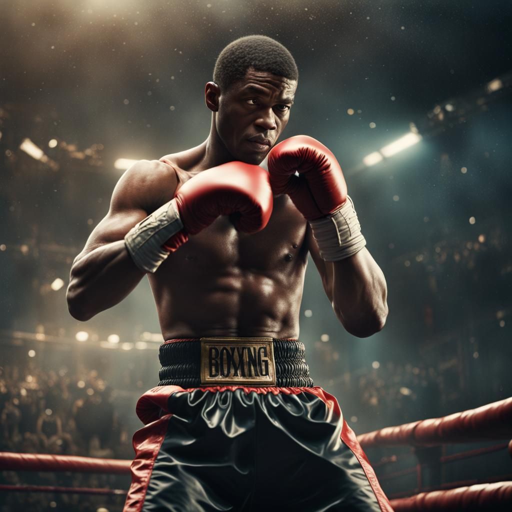 Epic Boxing Match in Digital Matte Painting Style