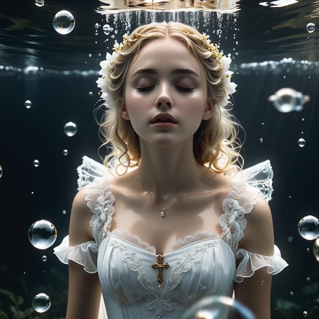 Submerged Innocence: Girl in Communion Gown