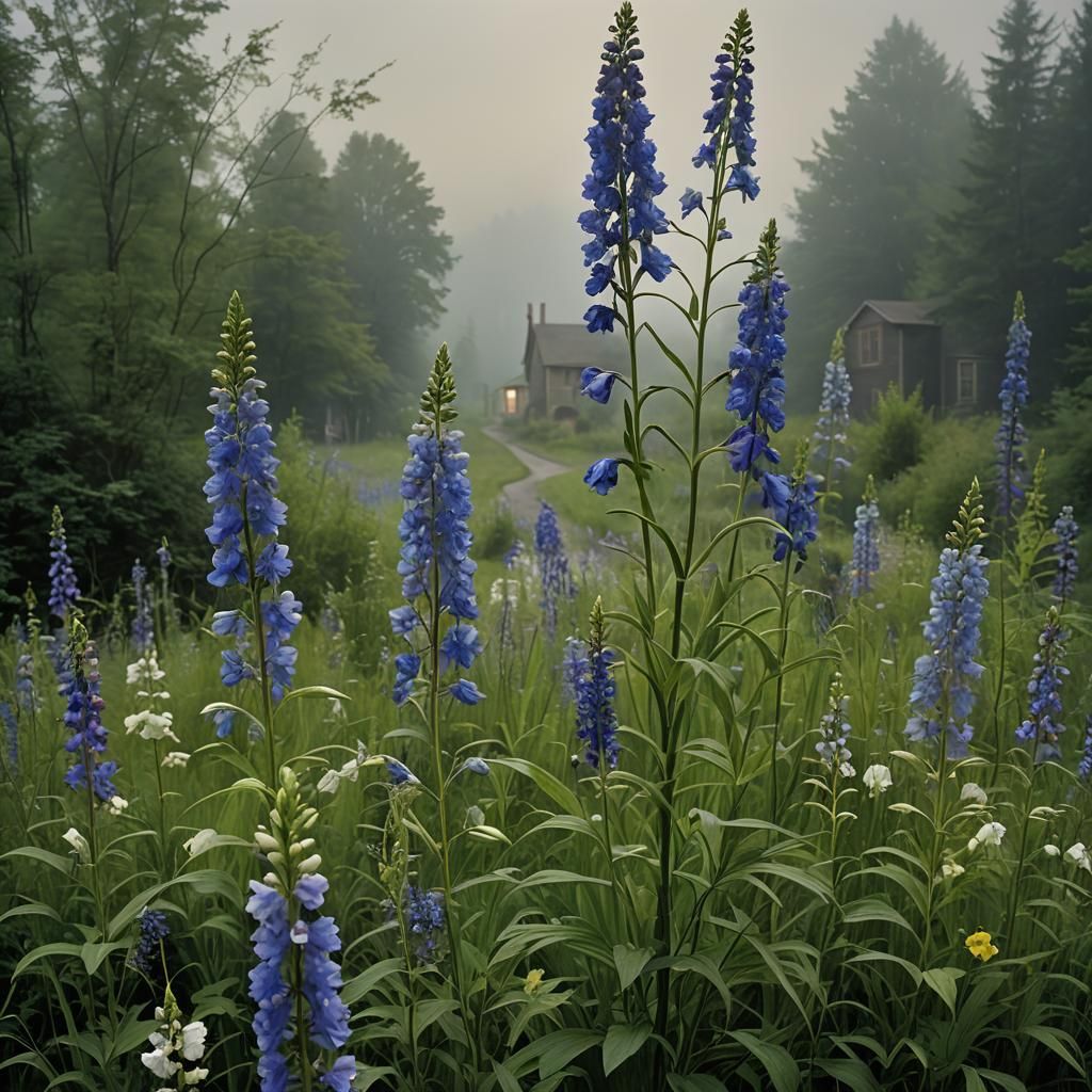 Delphinium and Monkshood in Cinematic Style