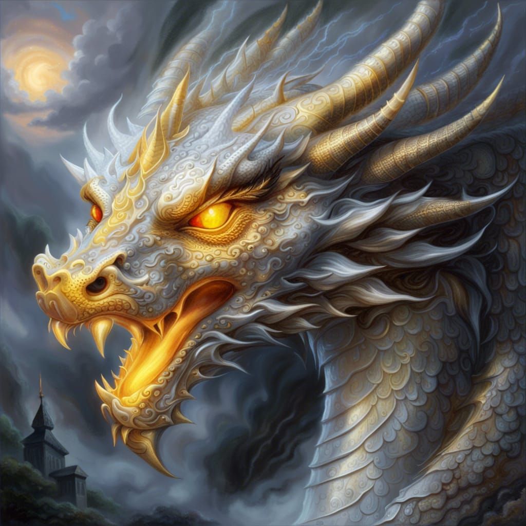 Hyperdetailed Dragon Head in Ethereal Fantasy Style
