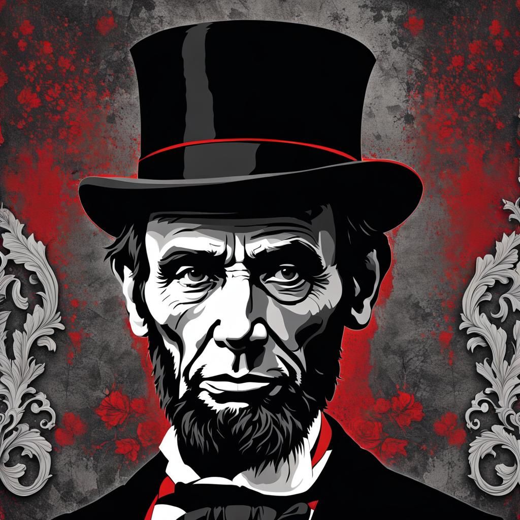 Lincoln Vampire Portrait with Red Highlights