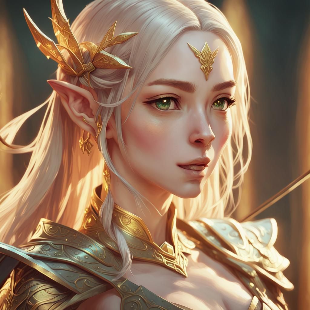 Elven Woman Portrait in Anime-Inspired 3D Art