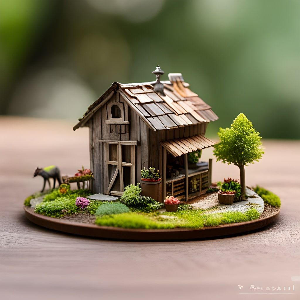 Miniature Cowboy Landscape in Terrarium, Digital Art
