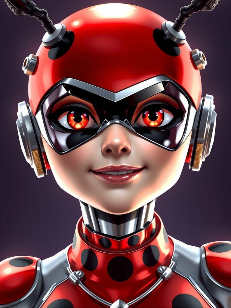 Cyberpunk Ladybug in Metallic Armor