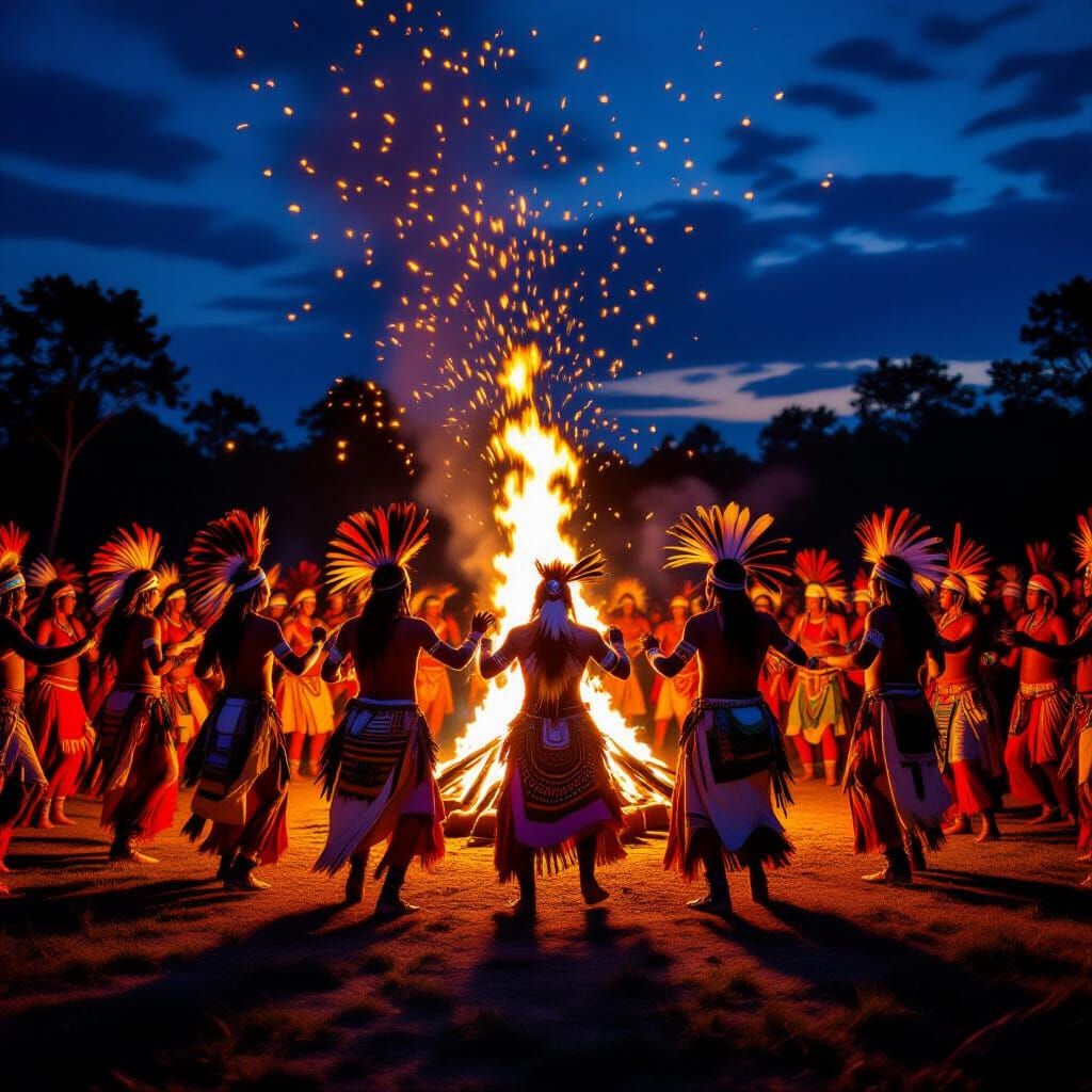 Vibrant Tribal Celebration Under the Night Sky