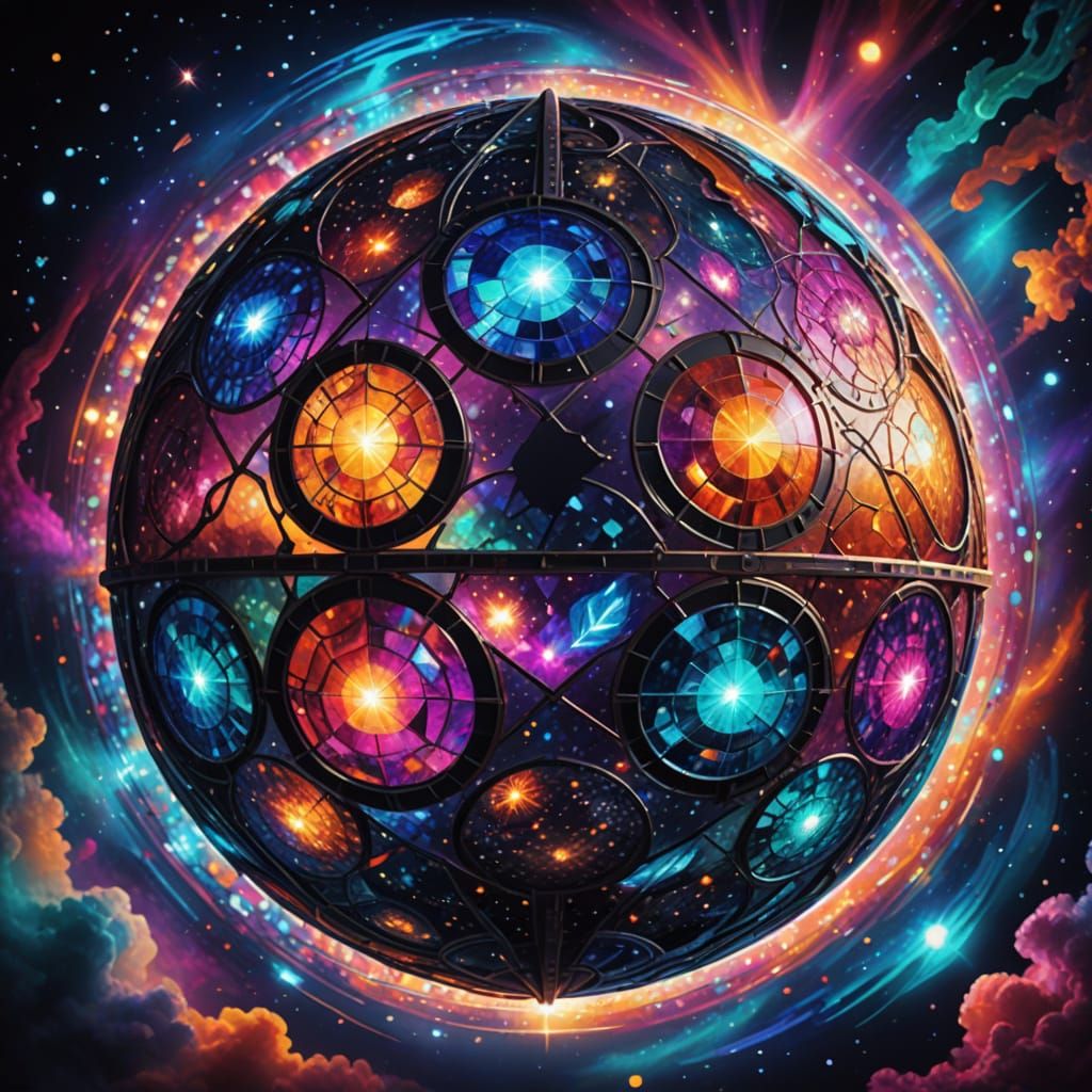 Cosmic Disco Dreamscape in Vibrant, Iridescent Colors