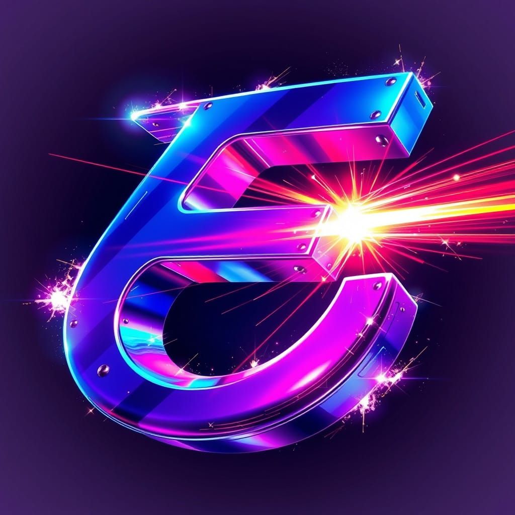 Glowing Futuristic Letter E in Cyberpunk Style