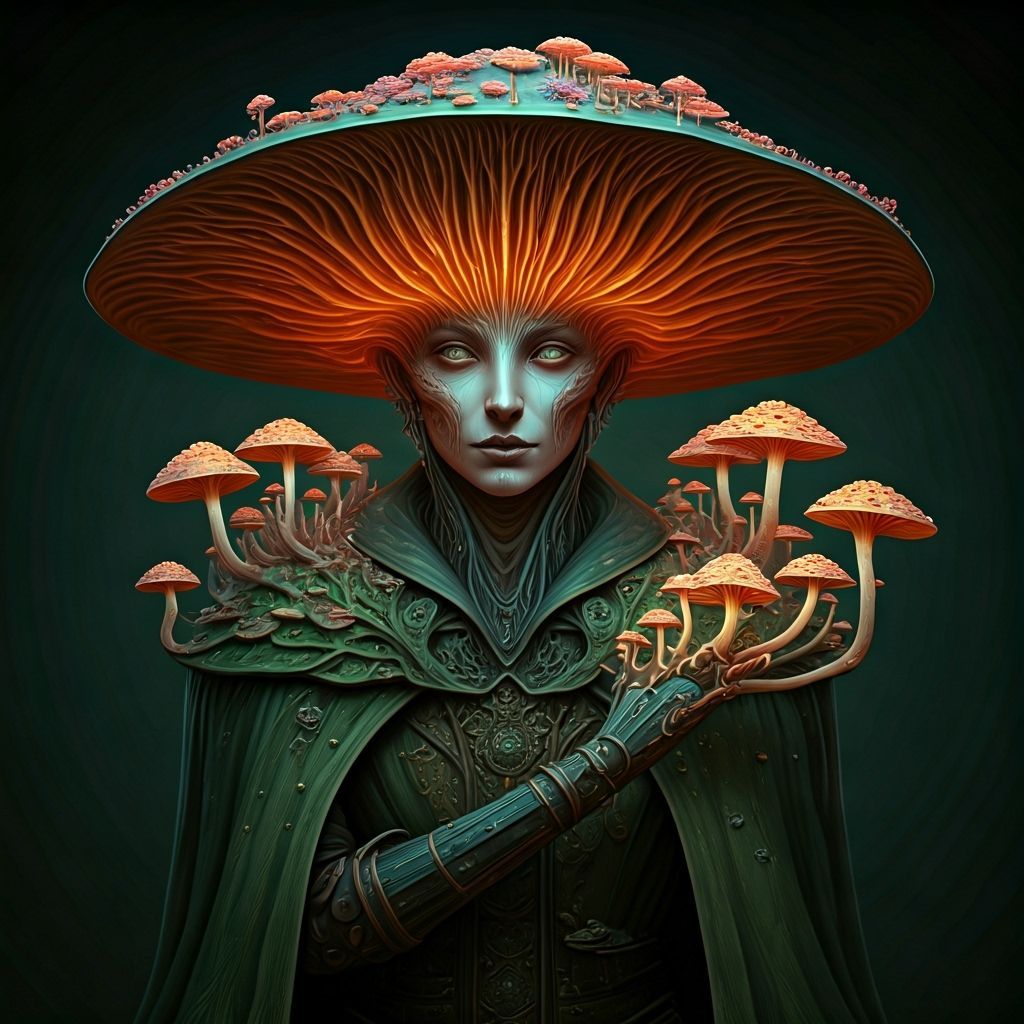 Myconoid Alchemist Brewing Mushroom Potions