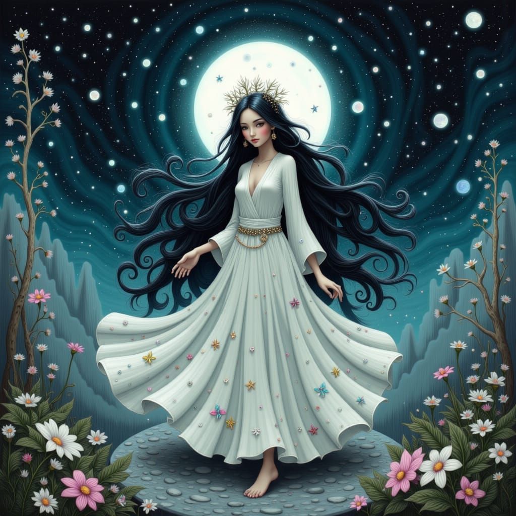 Hina, Goddess of the Moon in Ethereal Lighting