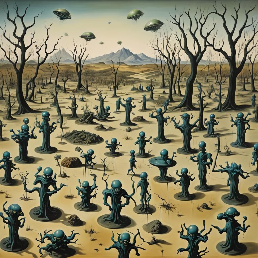 Surreal Alien Prison Escape in Dali Style