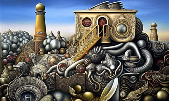 Surreal Landfill Site in International Gothic Style