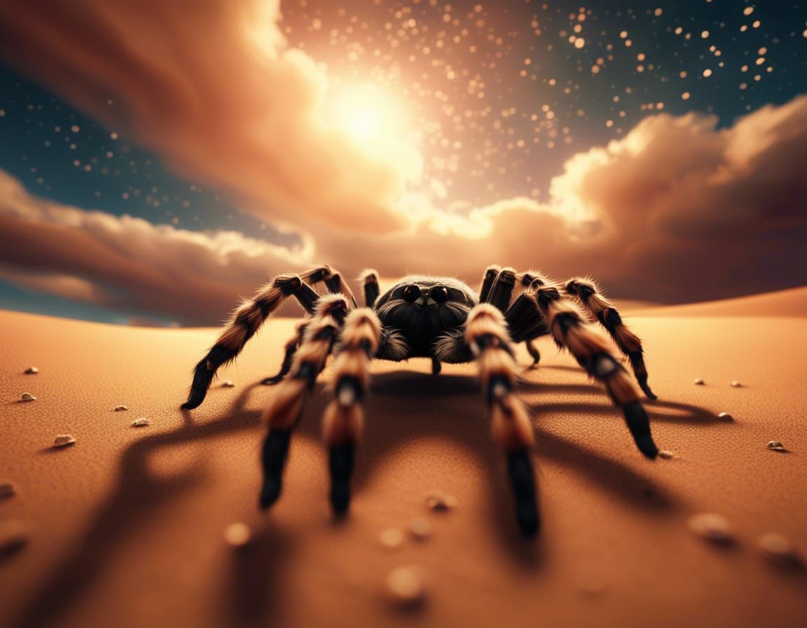 Surreal Desert Landscape with Tarantula in Unreal Engine