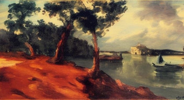 Romantic Landscape Inspired by Constable and Cezanne