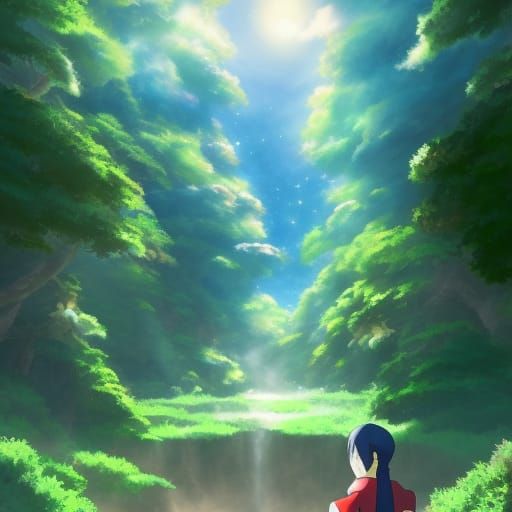 Pokémon Forest: Anime Key Visual in Ghibli Style