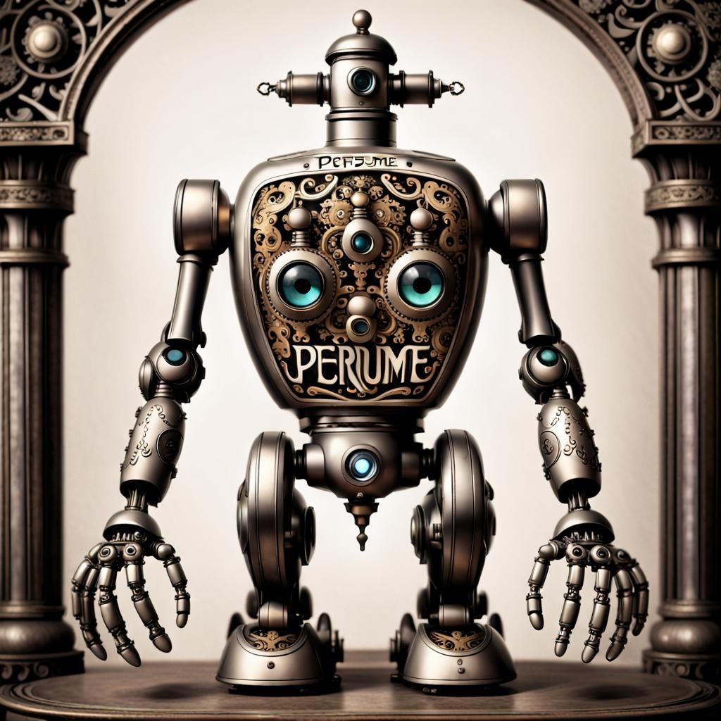 Sci-Fi Perfume Bottle Robot in Old World Style