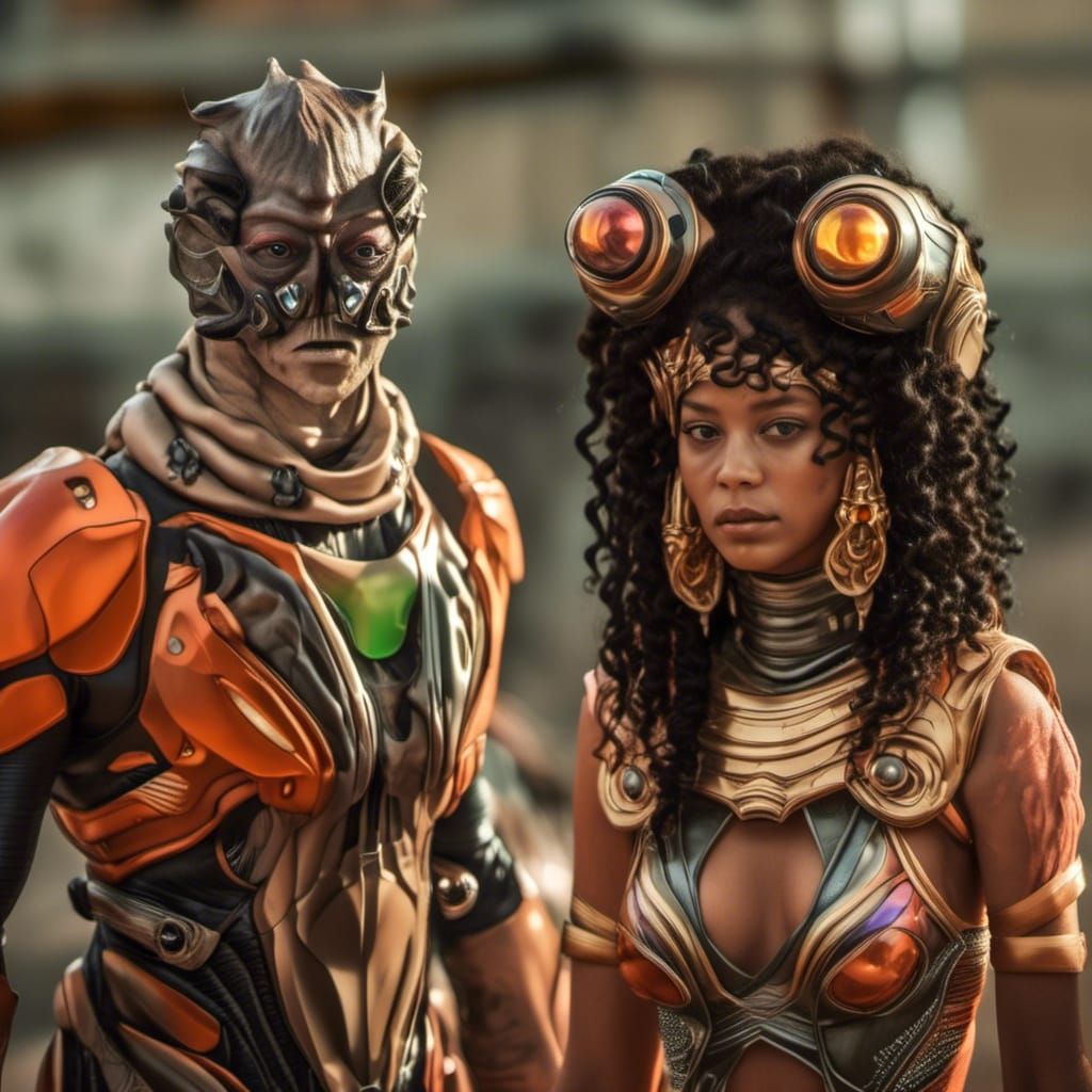 Smiling Aliens Party: Detailed Portraits in Hyperrealism