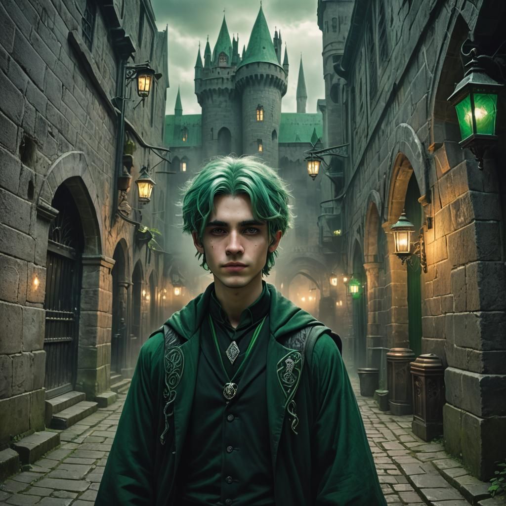 Mystical Hogwarts Alleyway Portrait in Dark Academia Style