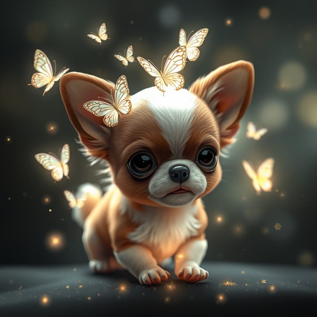 Whimsical Chihuahua in Ethereal Bioluminescent Glow