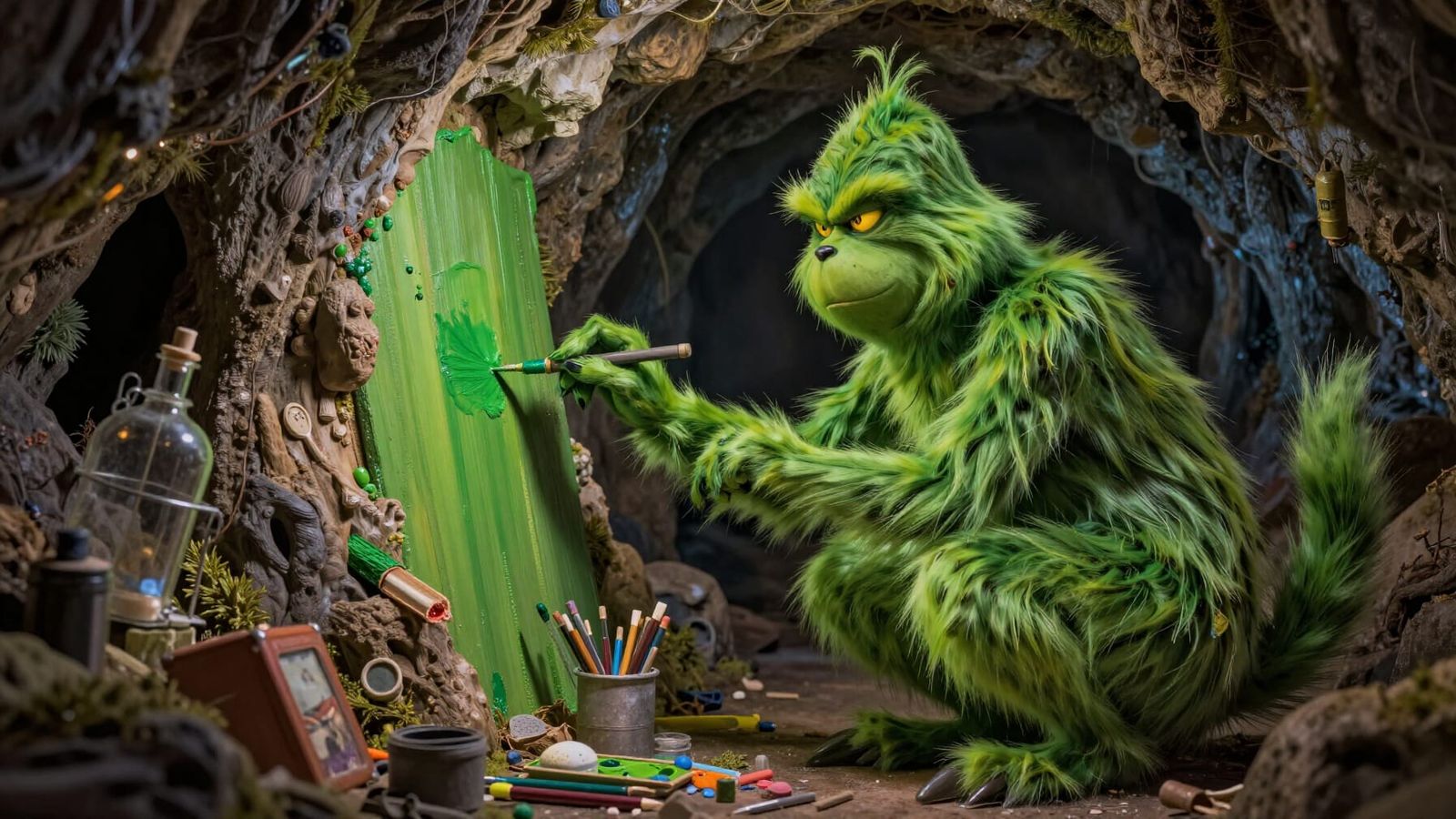 The Grinch Paints His Cave Emerald Green