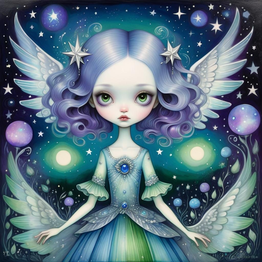 Magical Creature with Flame Mane in Watercolor Style