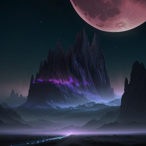 Surreal Black Night Sky with Radiant Fool's Moon