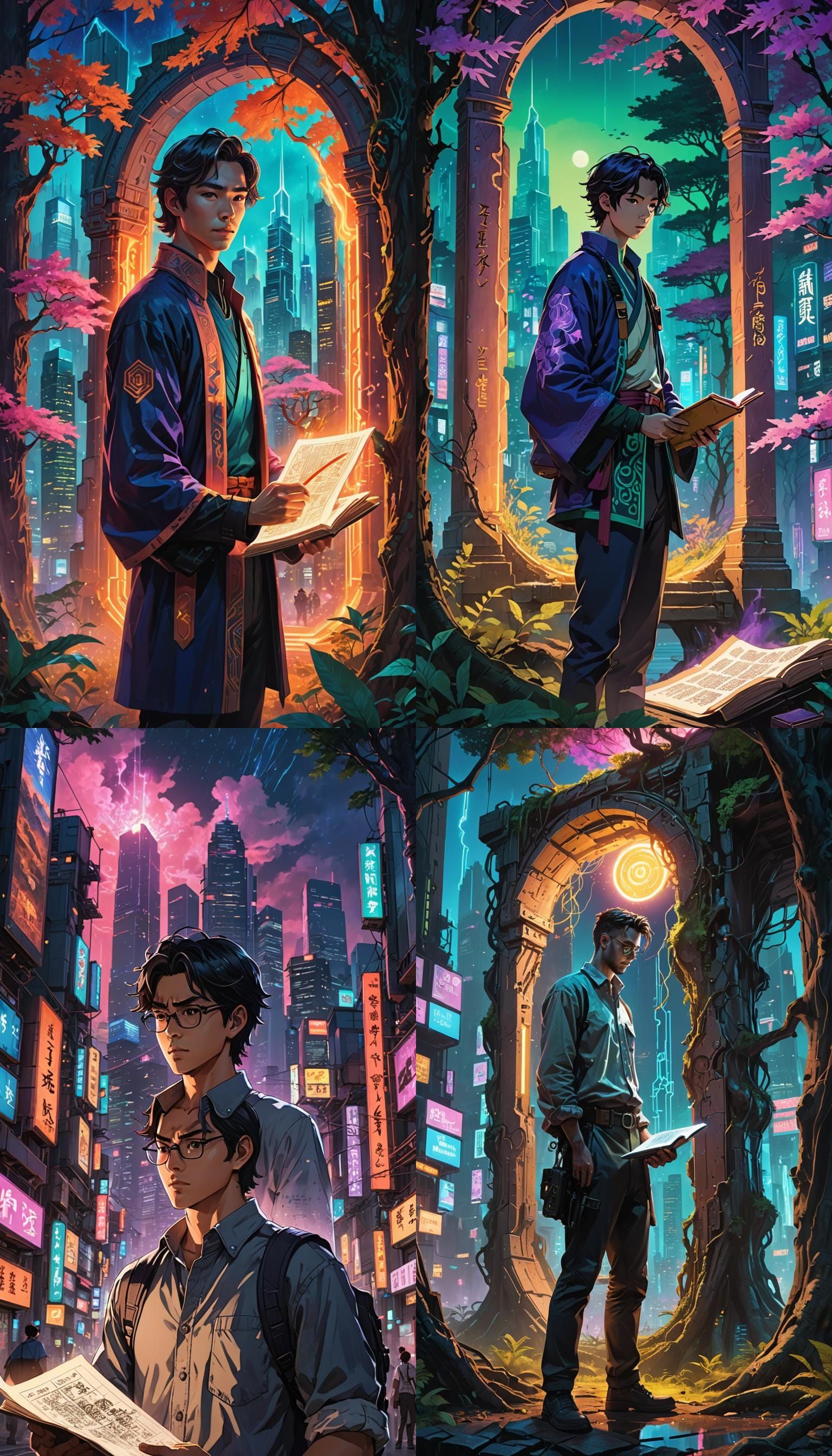 Xander Yuuto Between Two Worlds in Cyberpunk Style