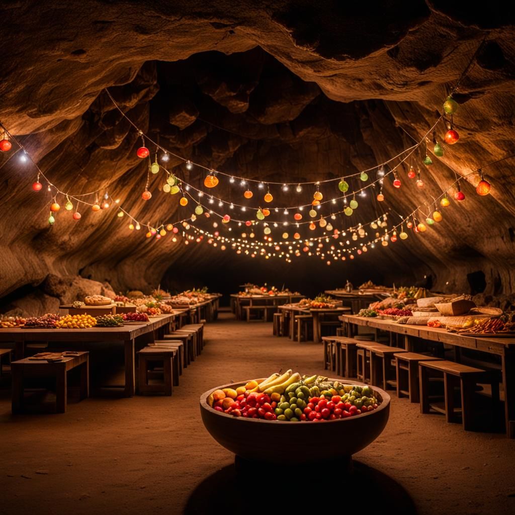 Illuminated Cavern with Bonfire: Professional Photography