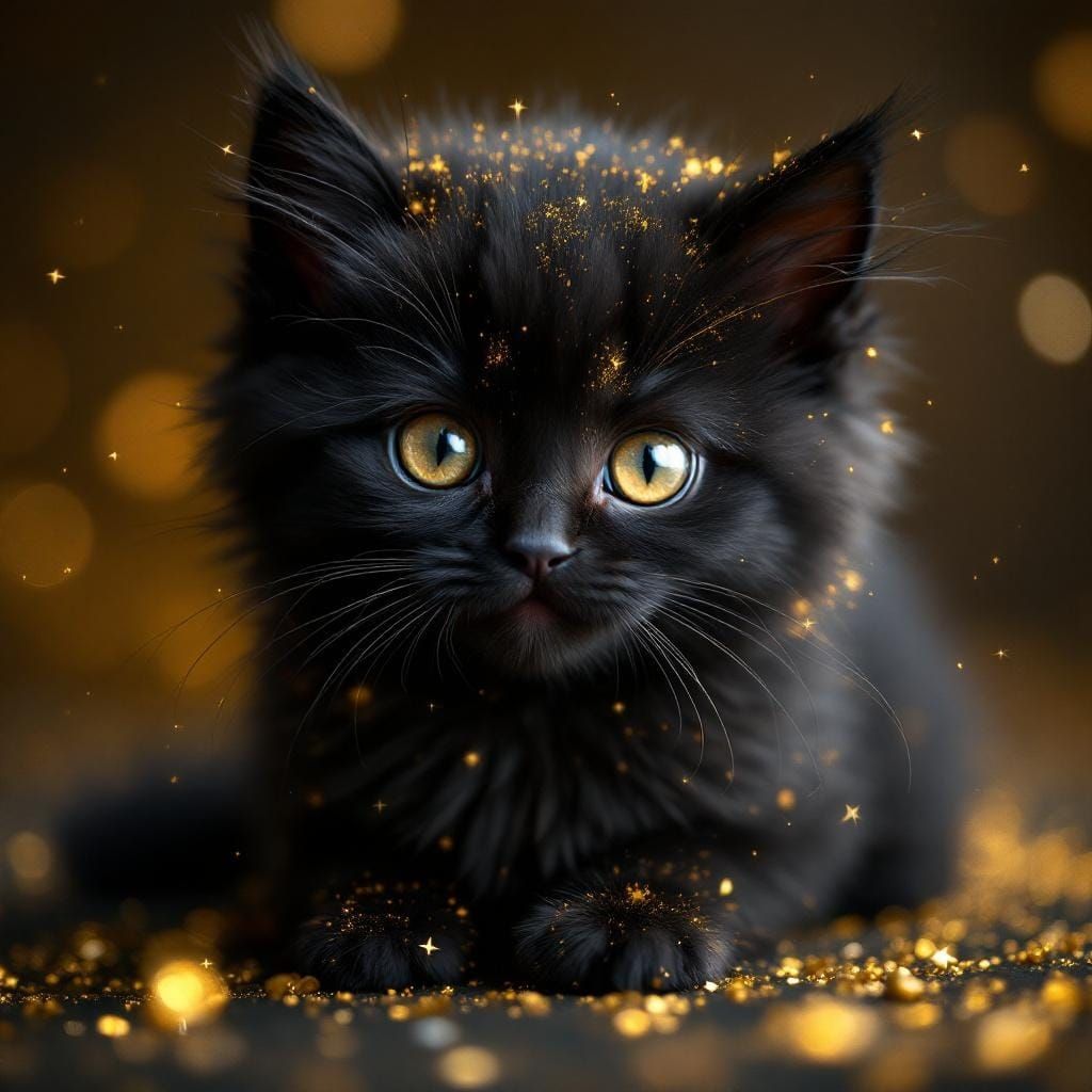 Hyper Realistic Kitten with Gold Speckles