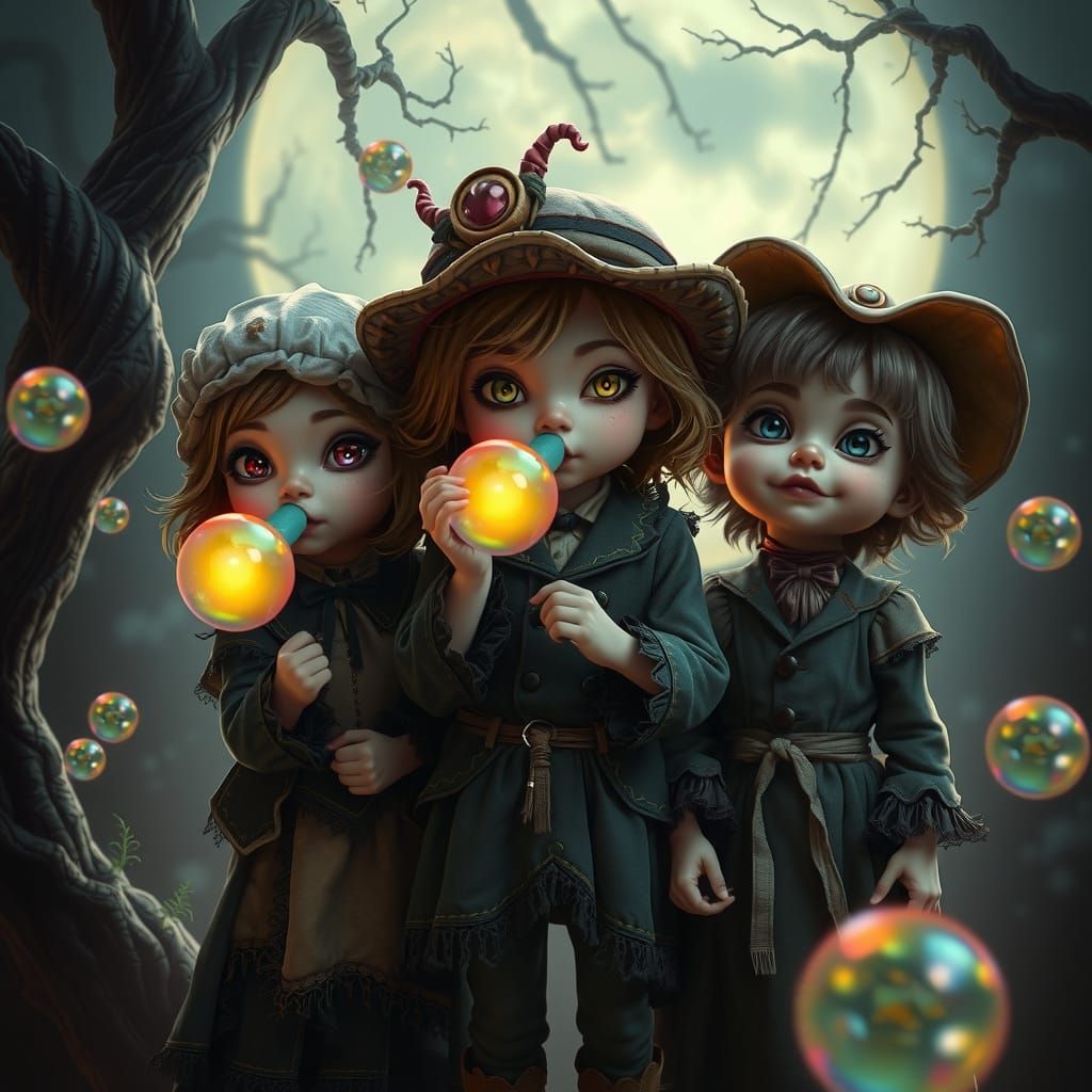 Whimsical Children in a Dark Fantasy World