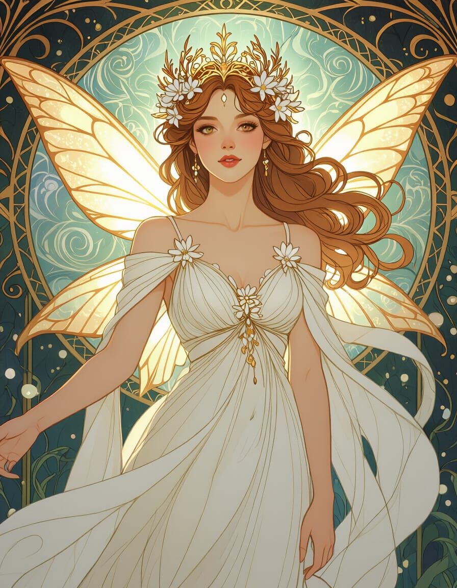 Golden Flower Fairy with Divine Aura