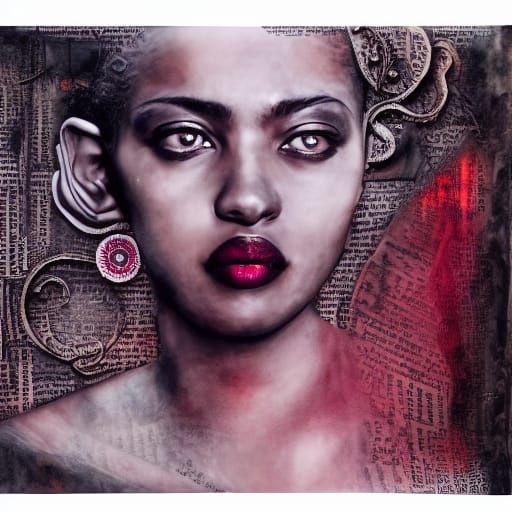 Intricate Encaustic Painting of a Beautiful Woman