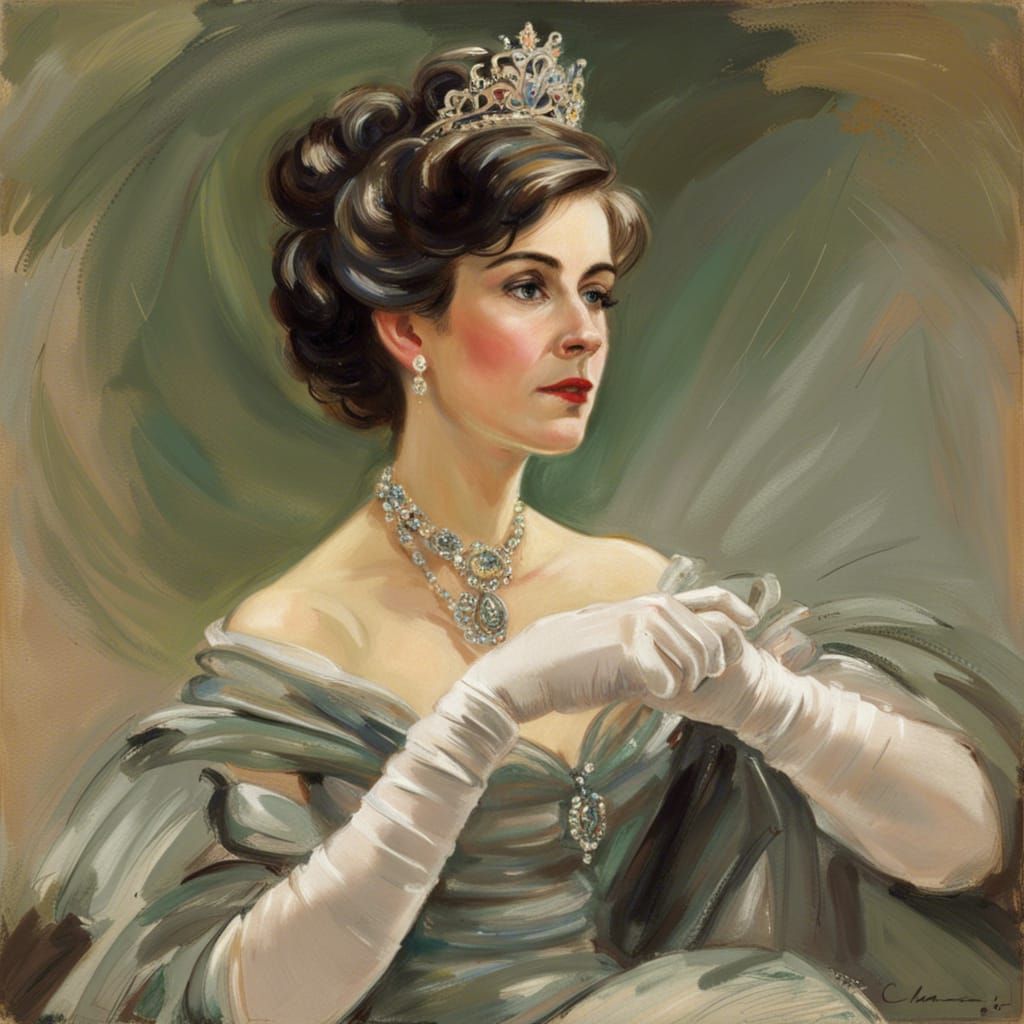 Elegant Woman with Lorgnette in Impressionist Style