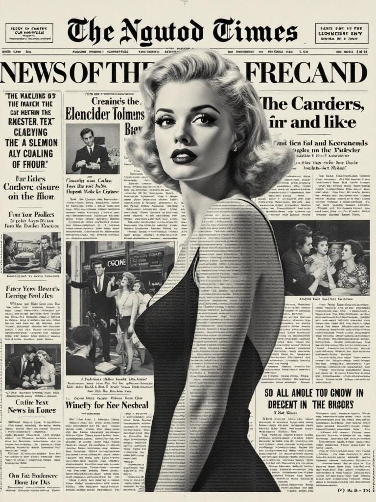 1950s Pin-Up in Editorial Newspaper Layout