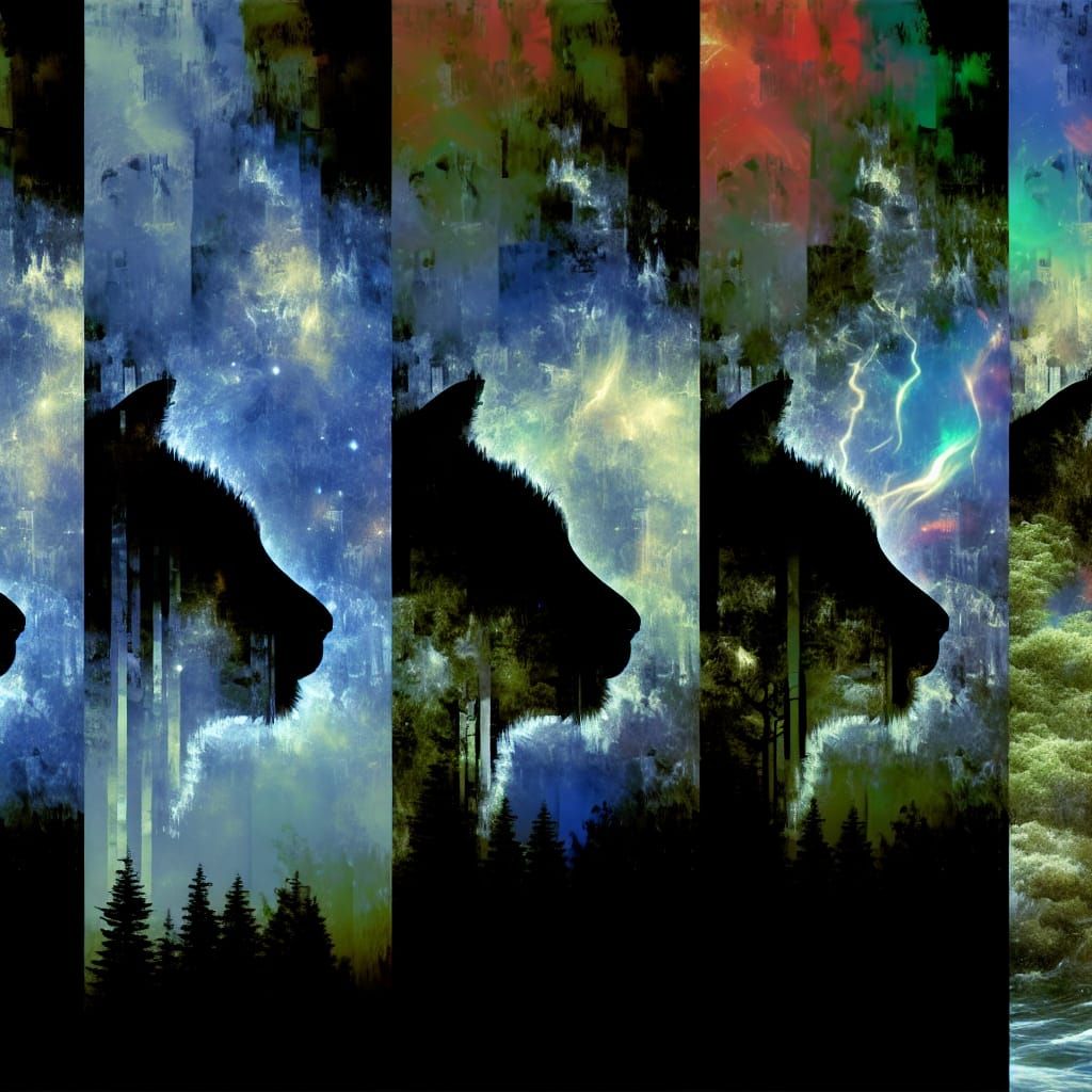 Glitchcore Cats: Surreal Silhouettes of Nature's Elements