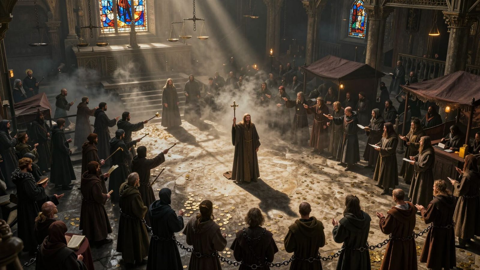 Dystopian Medieval Scene of Oppression and Fear