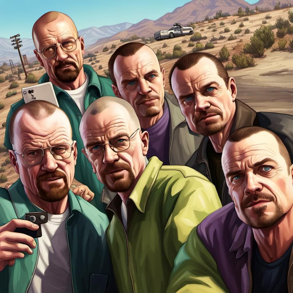 Breaking Bad Cast as GTA V Characters Selfie