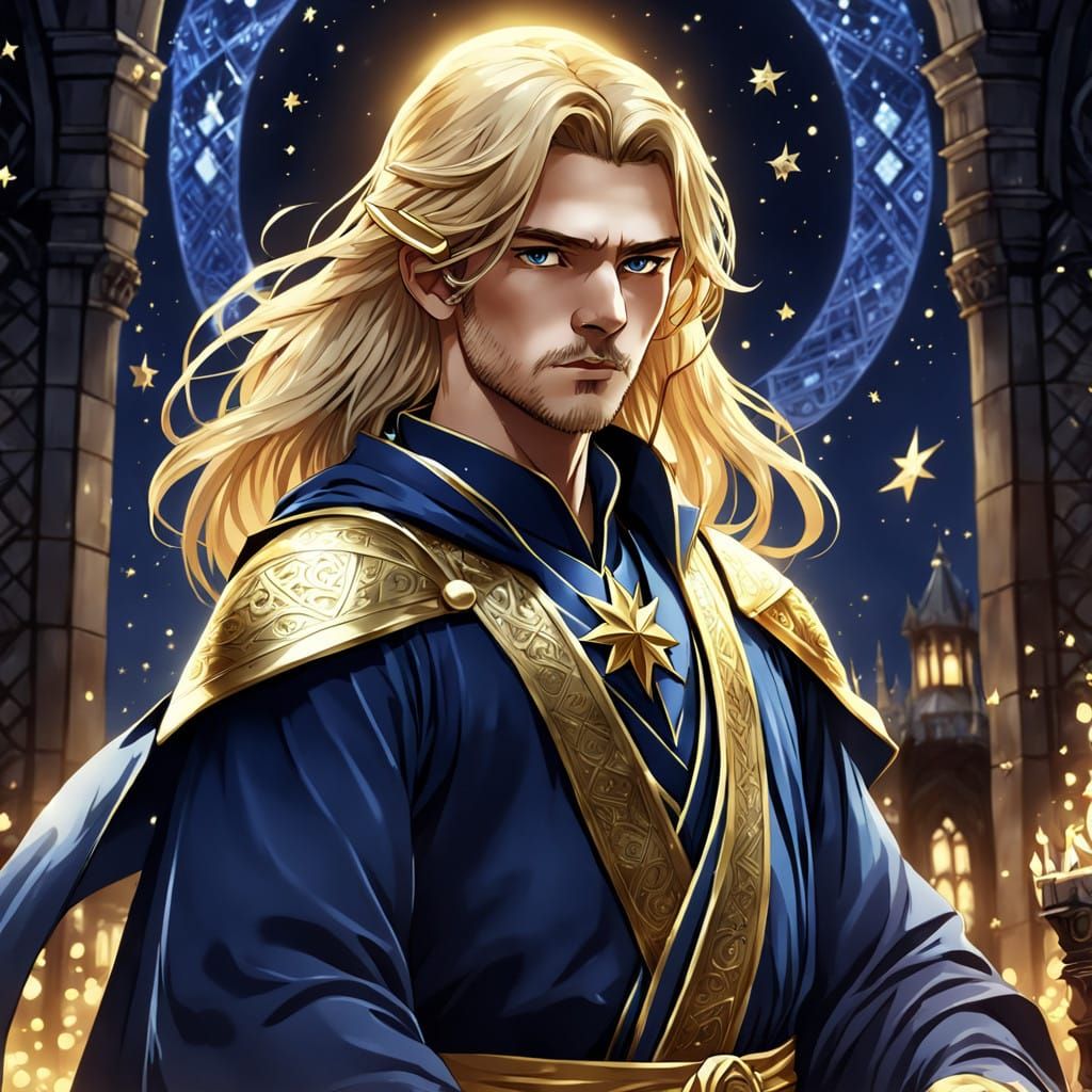 Magical Medieval Wizard in Golden Robes
